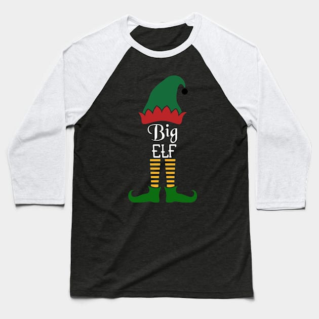 Big Elf Matching Family Group Christmas Party Pajama Baseball T-Shirt by Gufbox